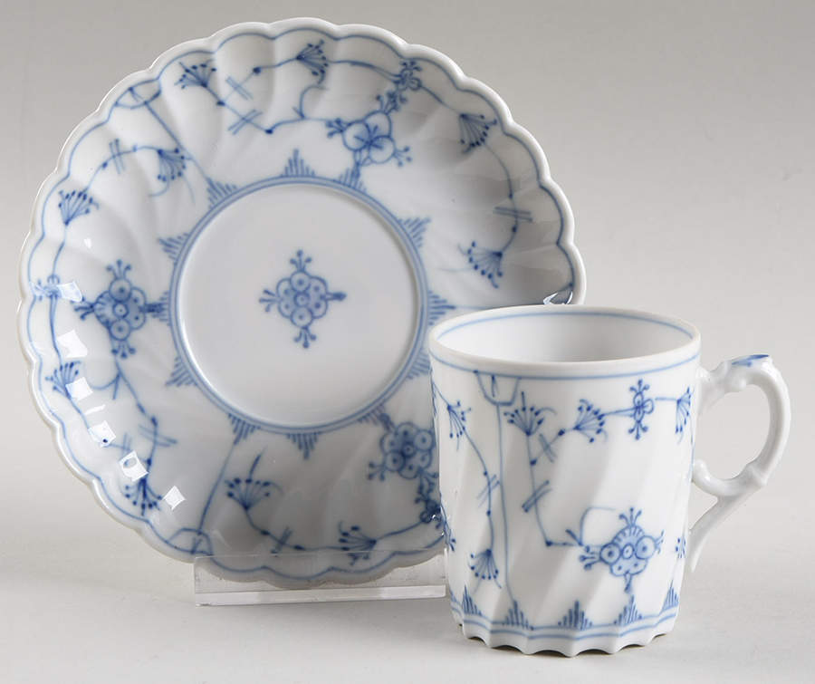 Straw (Swirled) Flat Demitasse Cup & Saucer Set by Porsgrund-1