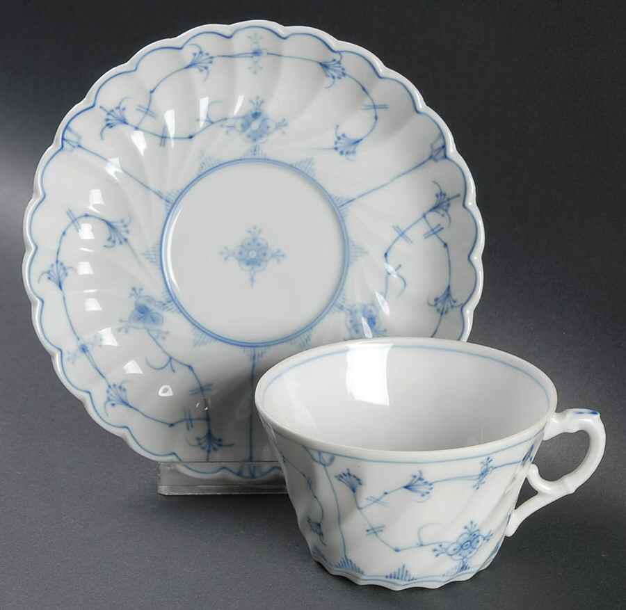 Straw (Swirled) Flat Cup & Saucer Set by Porsgrund-1