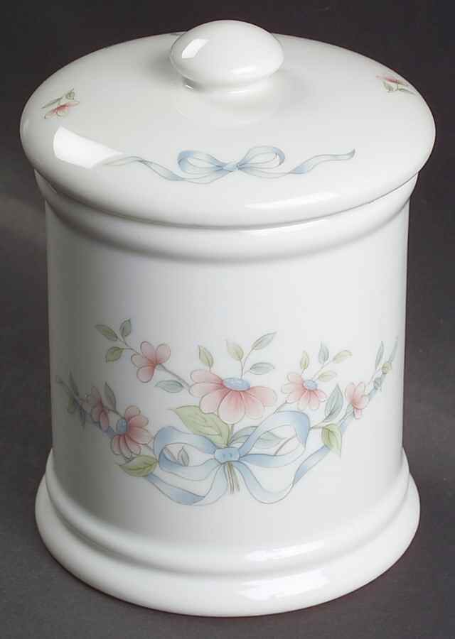 Princess Heritage Floral Ribbon Bath Jar & Lid by Princess House-1