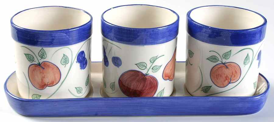 Orchard Medley Flower Pot Set (3 Pots on a Tray) by Princess House-1