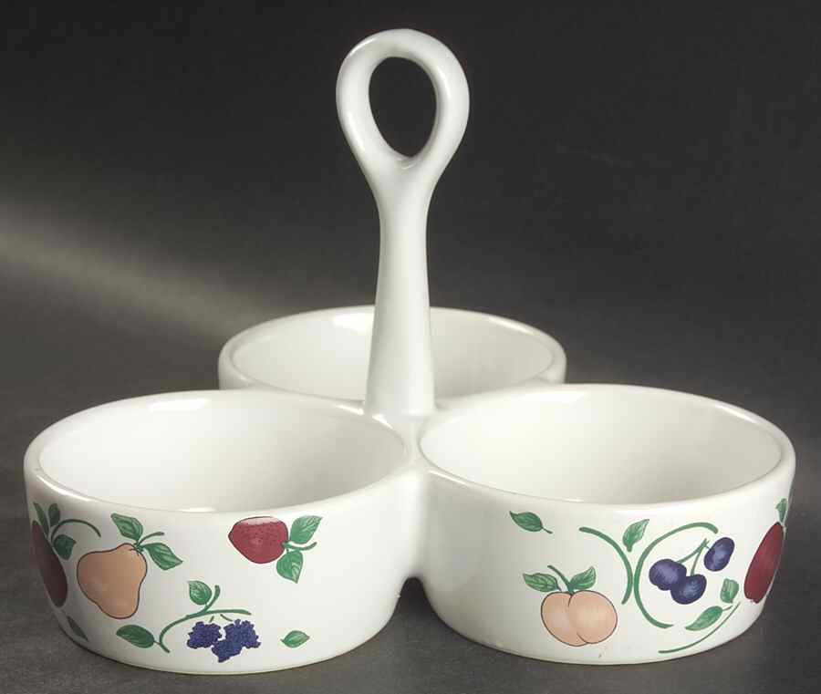 Orchard Medley 3 Part Condiment Server W/Center Handle by Princess House-1