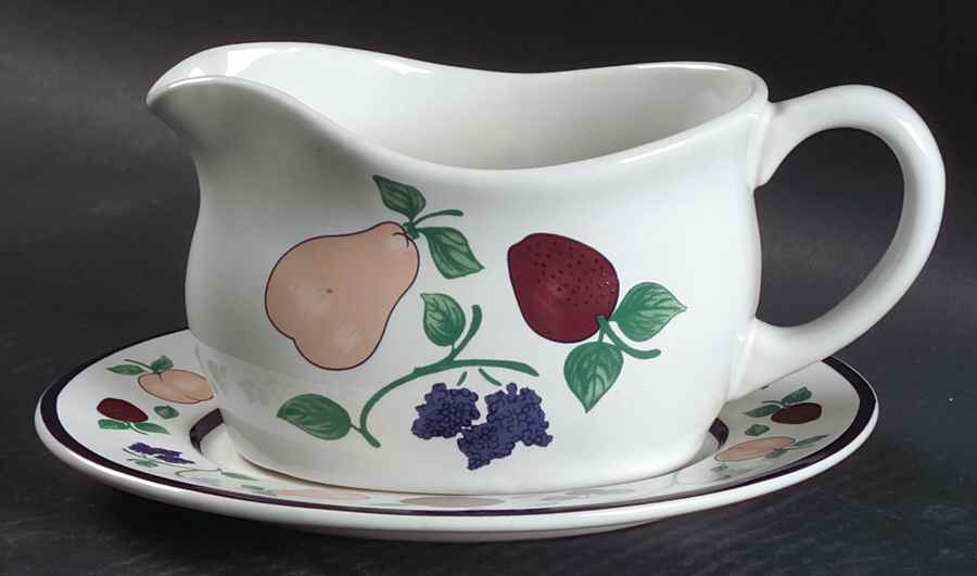 Orchard Medley Gravy Boat & Underplate by Princess House-1