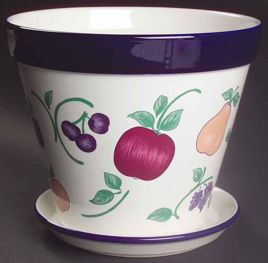 Orchard Medley 6" Flower Pot & Underplate by Princess House-1