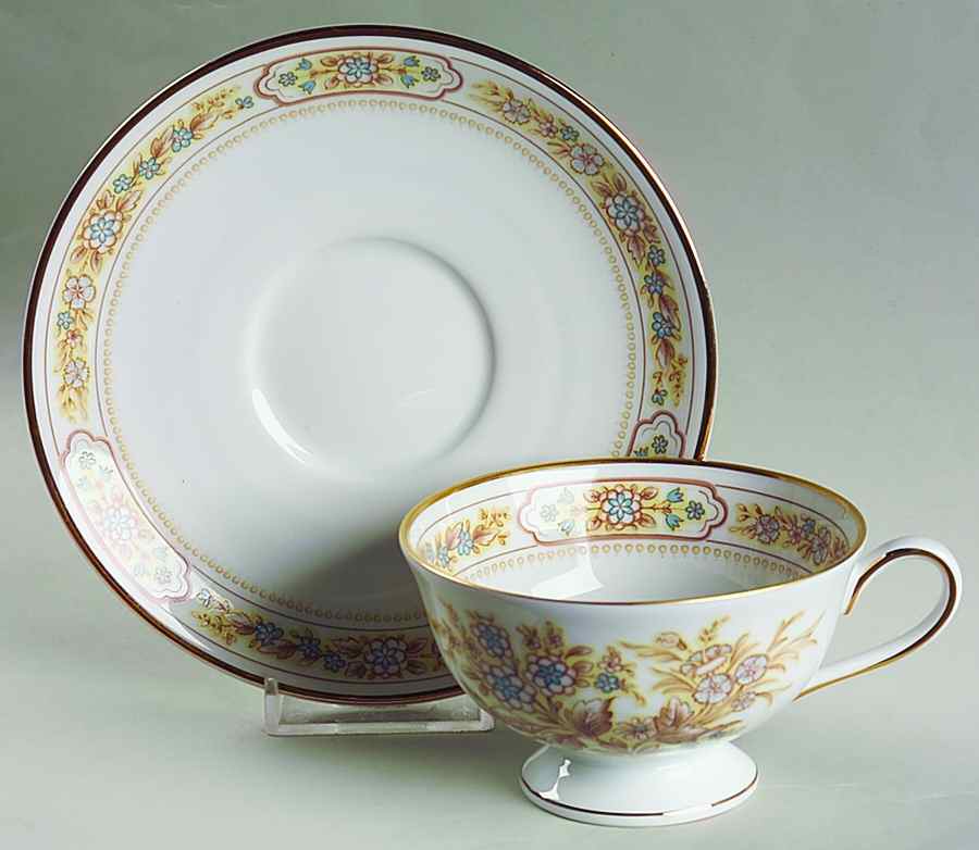 Virginia Heritage (Floral Design) Footed Cup & Saucer Set by Princess House-1