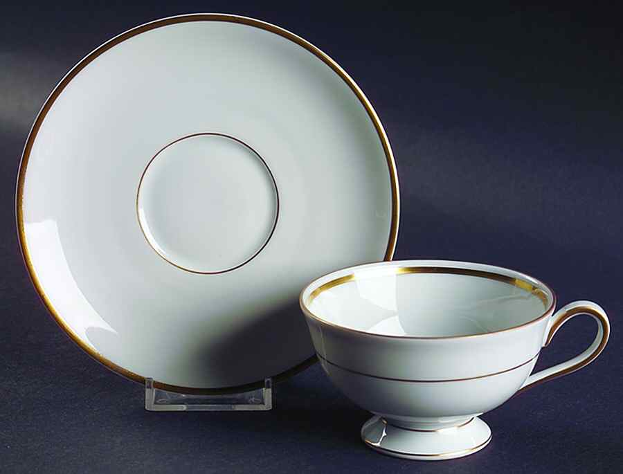 Princess Heritage (Gold Trim) Footed Cup & Saucer Set by Princess House-1