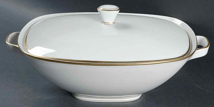 Princess Heritage (Gold Trim) Oval Covered Vegetable by Princess House-1
