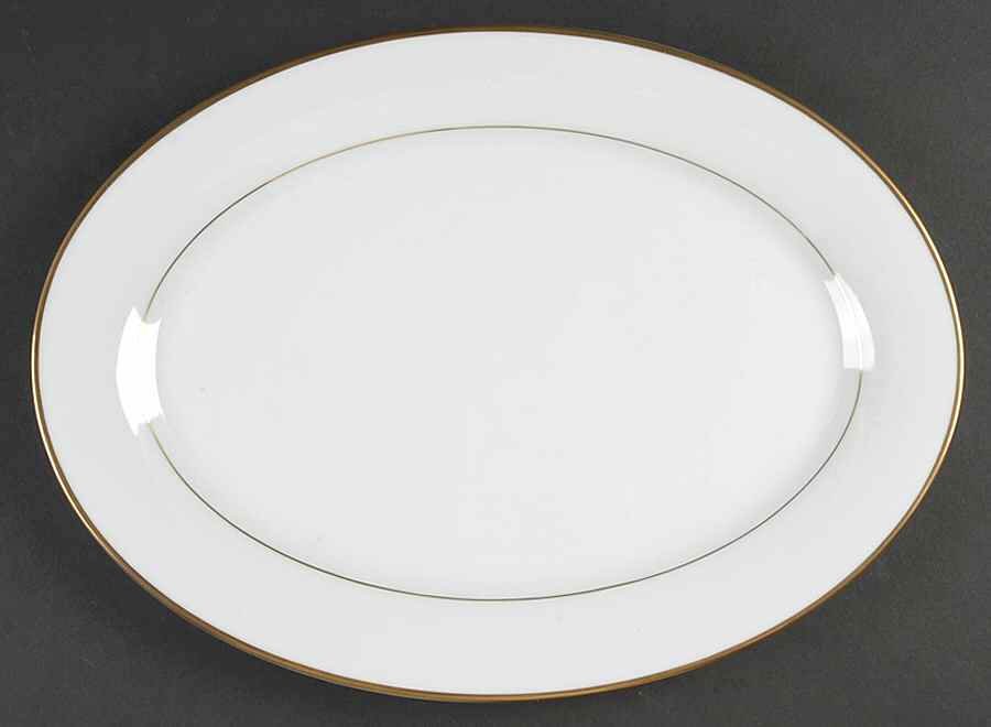 Princess Heritage (Gold Trim) 14" Oval Serving Platter by Princess House-1