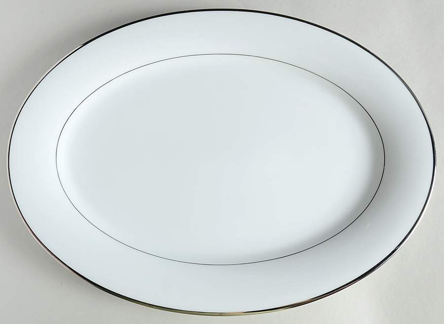 Princess Heritage (Platinum Trim) 16" Oval Serving Platter by Princess House-1