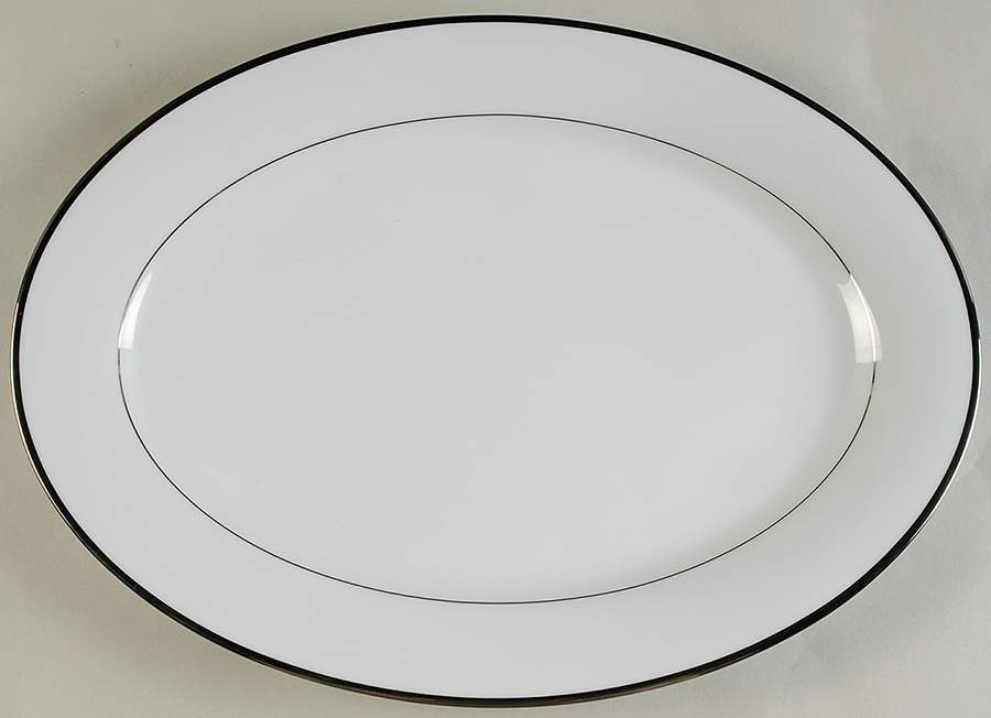 Princess Heritage (Platinum Trim) 14" Oval Serving Platter by Princess House-1