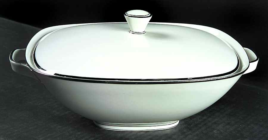 Princess Heritage (Platinum Trim) Rectangular Covered Vegetable by Princess House-1