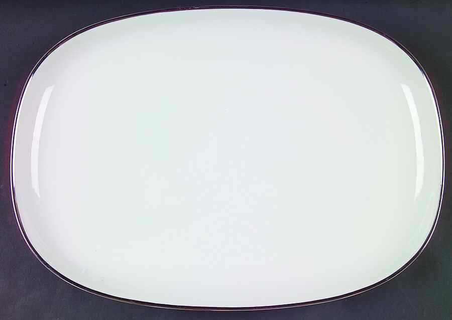 Princess Heritage (Platinum Trim) 15" Oval Serving Platter by Princess House-1