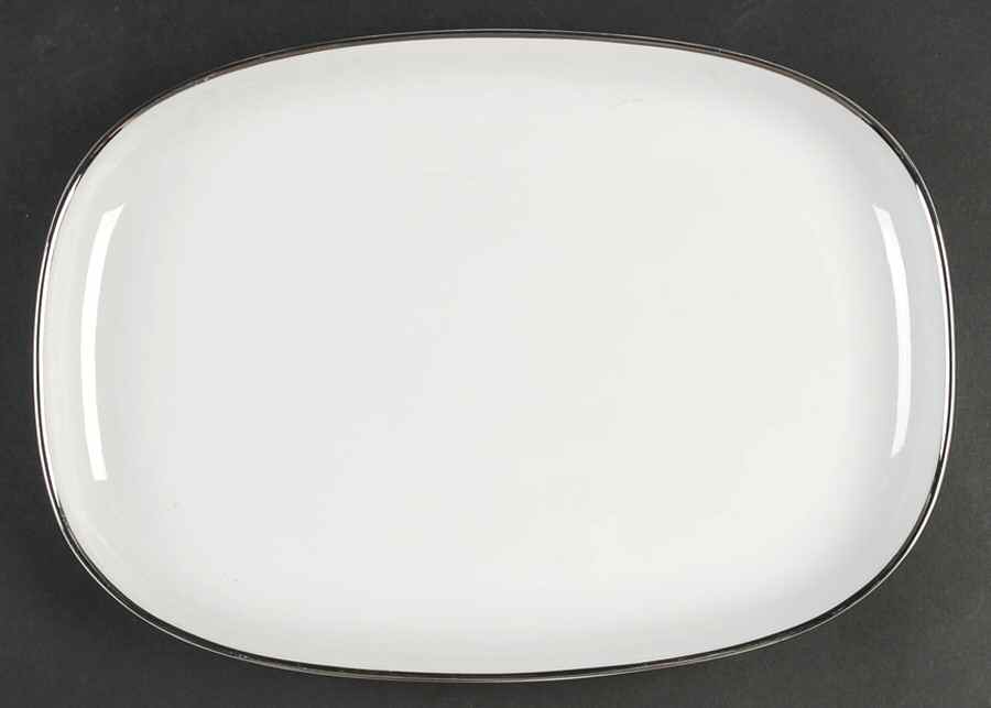 Princess Heritage (Platinum Trim) 14" Oval Serving Platter by Princess House-1