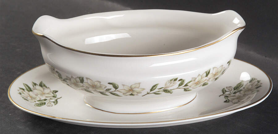 Bridal Wreath Gravy Boat with Attached Underplate by Princess - Empcraft (USA)-1