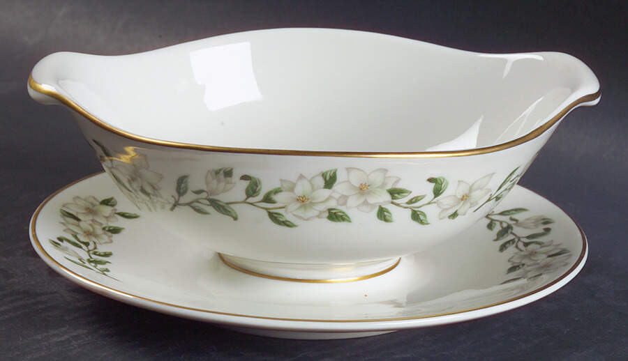 Bridal Wreath Gravy Boat with Attached Underplate by Princess - Empcraft (USA)-1