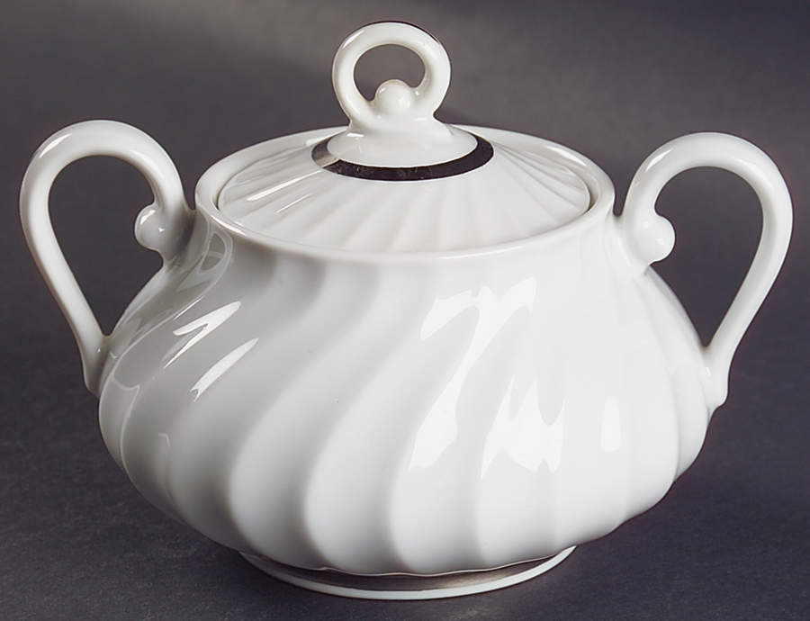 Elegance (Platinum Inner Ring) Sugar Bowl & Lid by Princess - Empcraft (USA)-1