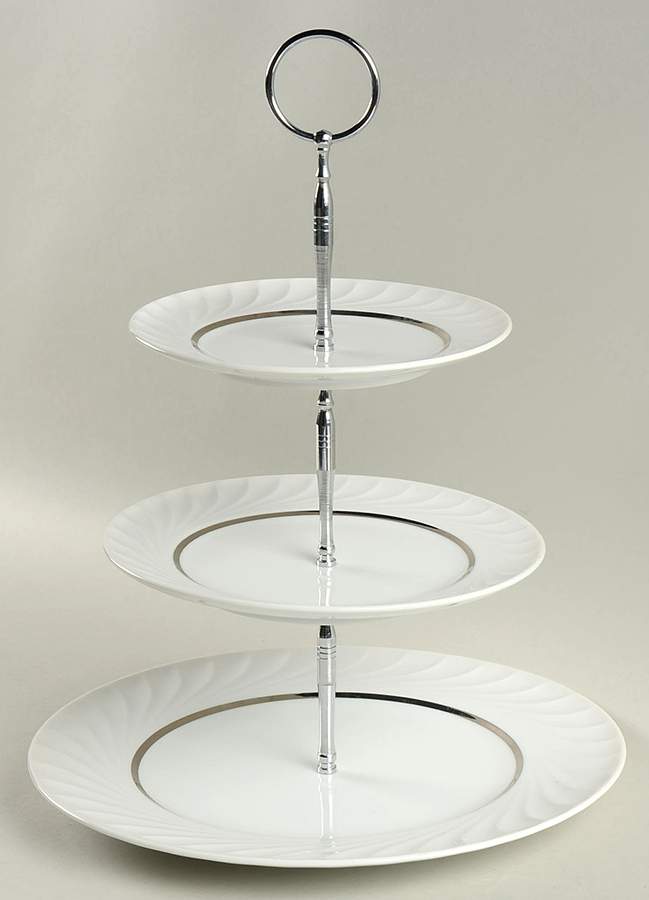 Elegance (Platinum Inner Ring) 3-Tiered Serving Tray (DP, SP, BB) by Princess - Empcraft (USA)-1