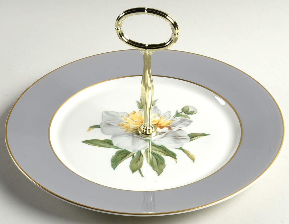 Golden Peony Round Serving Plate with Center Handle (Dp) Hc by Princess - Empcraft (USA)-1