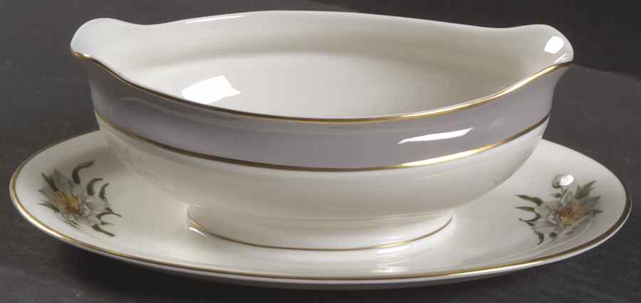 Golden Peony Gravy Boat with Attached Underplate by Princess - Empcraft (USA)-1
