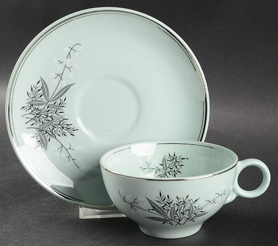 Lady Empire (Platinum Trim) Flat Cup & Saucer Set by Princess - Empcraft (USA)-1