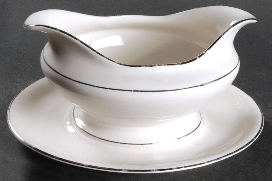 Silver Tiara Gravy Boat with Attached Underplate by Princess - Empcraft (USA)-1