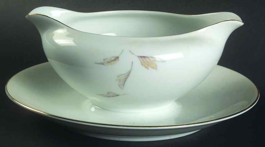 Autumn Leaves Gravy Boat with Attached Underplate by Princess (Japan)-1