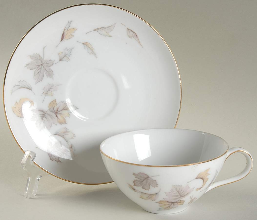 Autumn Leaves Flat Cup & Saucer Set by Princess (Japan)-1