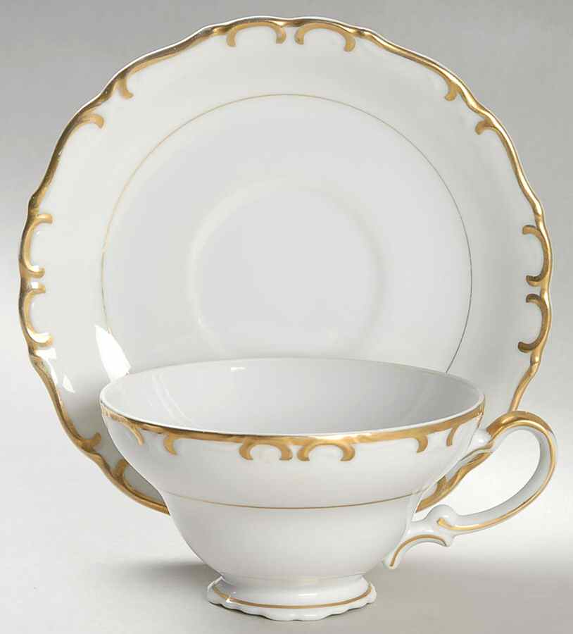 Golden Baroque Footed Cup & Saucer Set by Princess (Japan)-1
