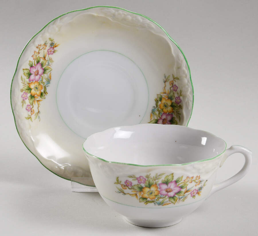 PRJ1 Footed Cup & Saucer Set by Princess (Japan)-1