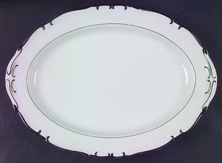 Silver Baroque 14" Oval Serving Platter by Princess (Japan)-1