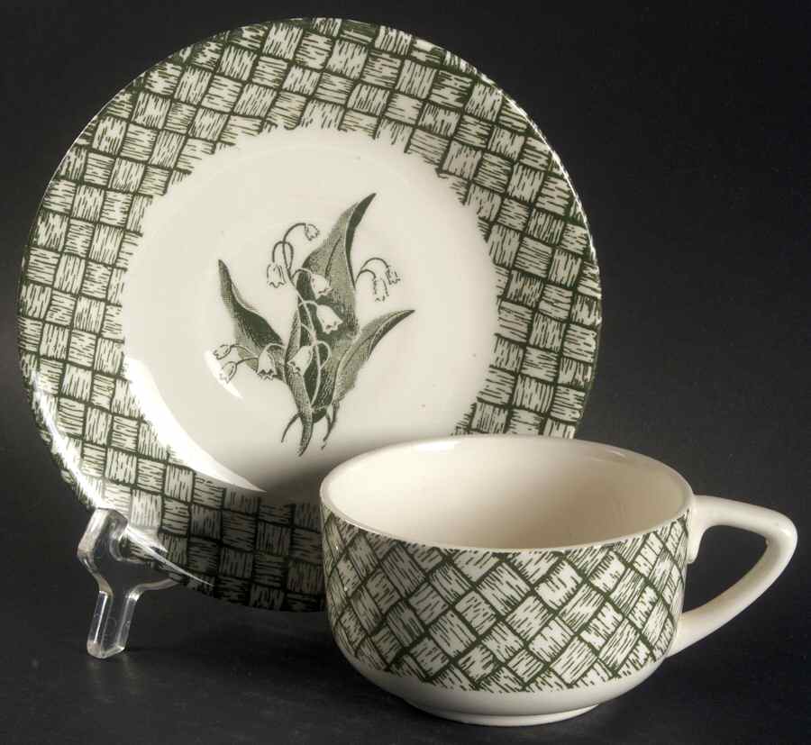 Lily of The Valley Flat Cup & Saucer Set by Prim Rose-1