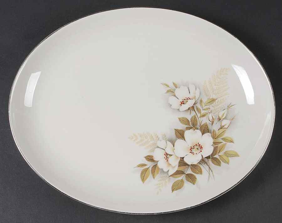 Ivory Rose 13" Oval Serving Platter by Nancy Prentiss-1