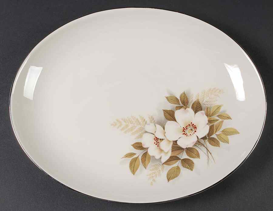 Ivory Rose 11" Oval Serving Platter by Nancy Prentiss-1