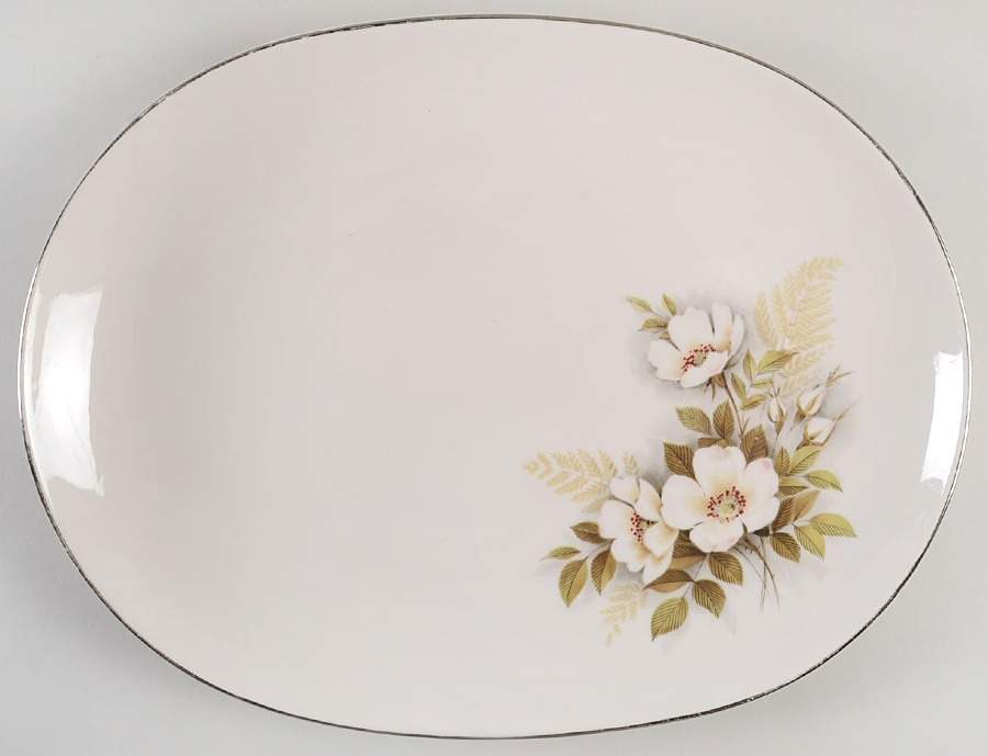 Ivory Rose 15" Oval Serving Platter by Nancy Prentiss-1