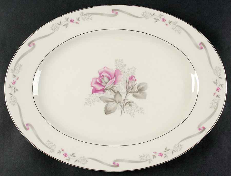 Morland Rose 15" Oval Serving Platter by Nancy Prentiss-1