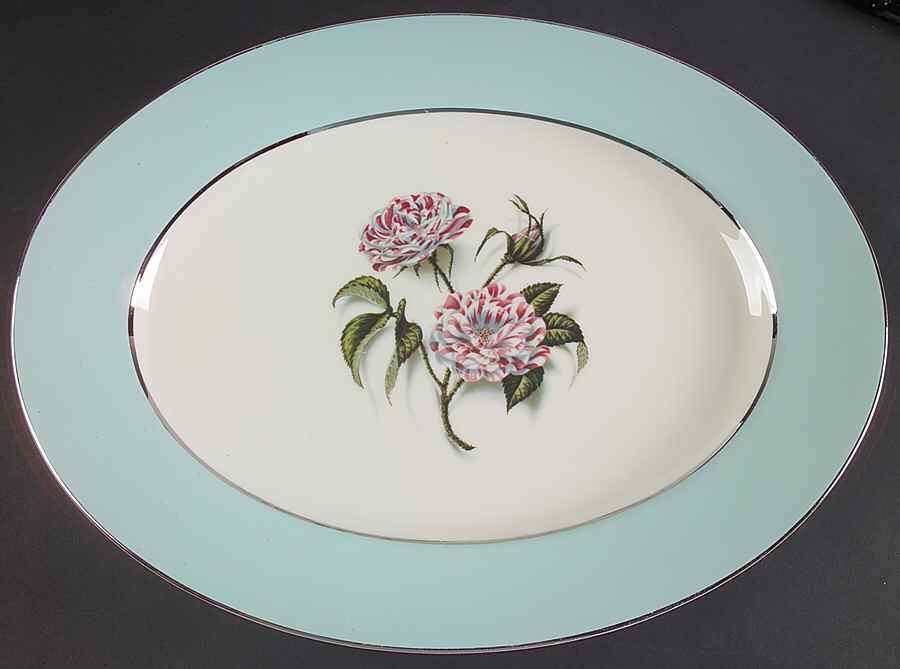 Rosa Mundi 15" Oval Serving Platter by Nancy Prentiss-1