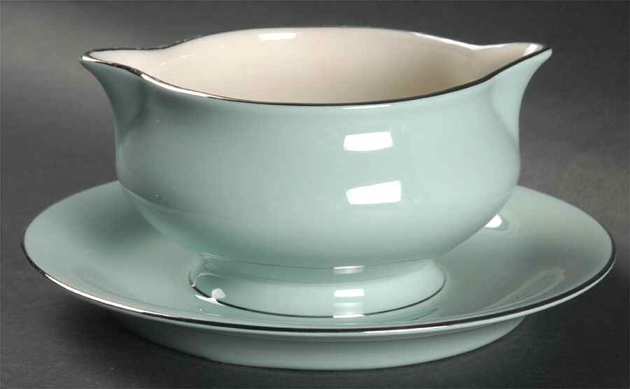 Rosa Mundi Gravy Boat with Attached Underplate by Nancy Prentiss-1