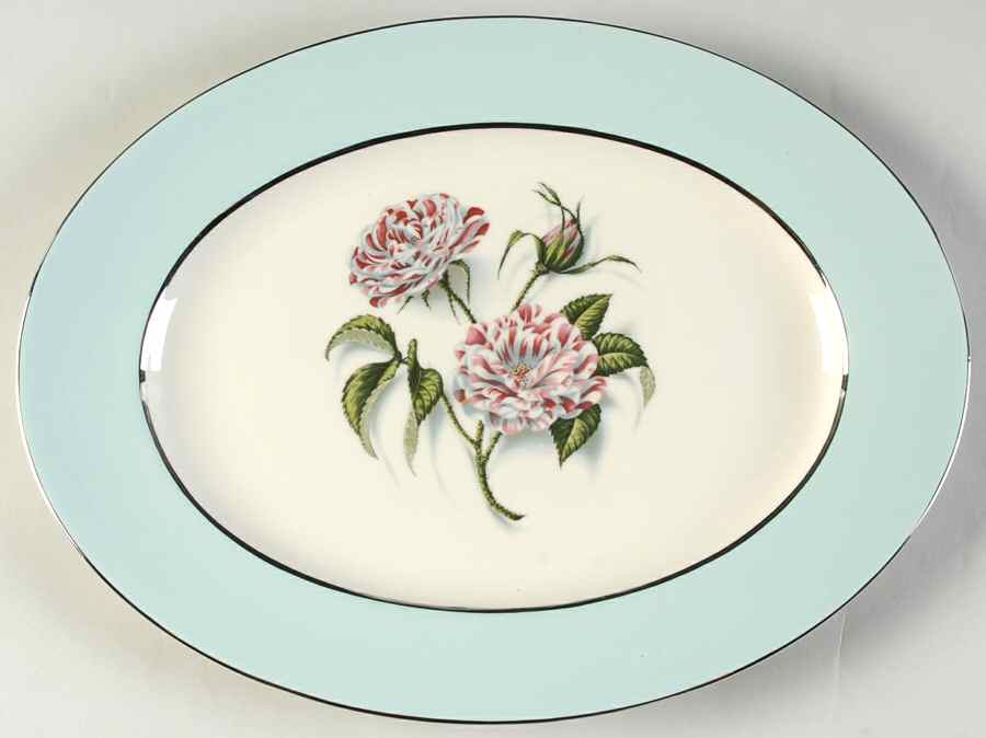 Rosa Mundi 13" Oval Serving Platter by Nancy Prentiss-1