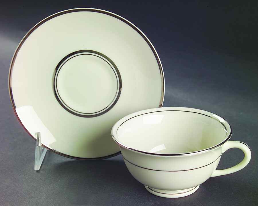 Silver Sonnet Footed Cup & Saucer Set by Nancy Prentiss-1