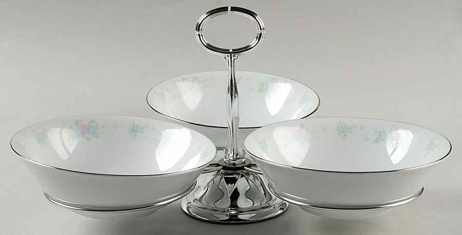 China Garden 7" x 12" 3-Part Relish & Metal Stand (CERC) HC by Prestige (China)-1