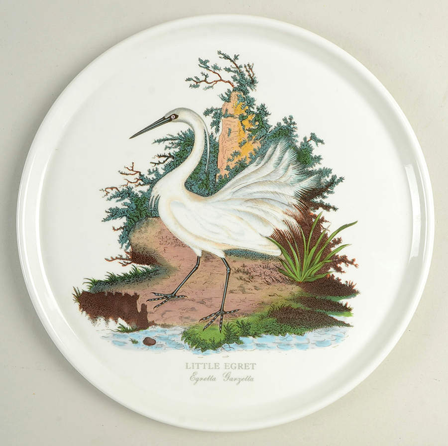 Birds of Britain 10" Pizza Plate with Green Band by Portmeirion-1