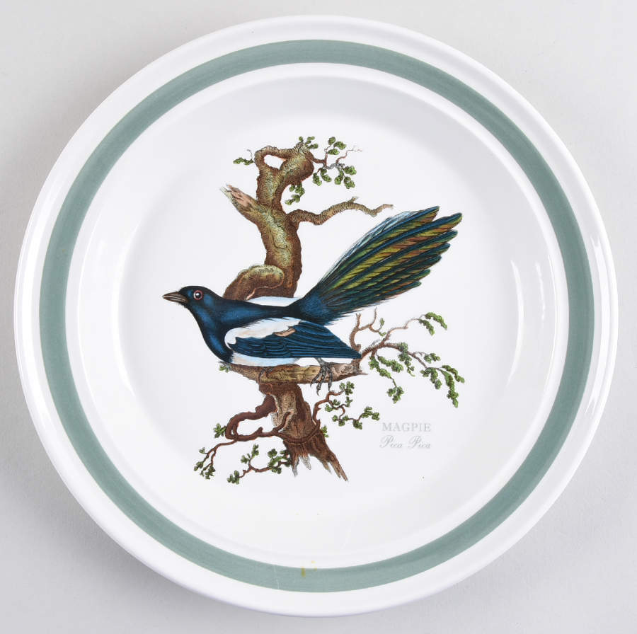 Birds of Britain Dinner Plate with Green Band by Portmeirion-1