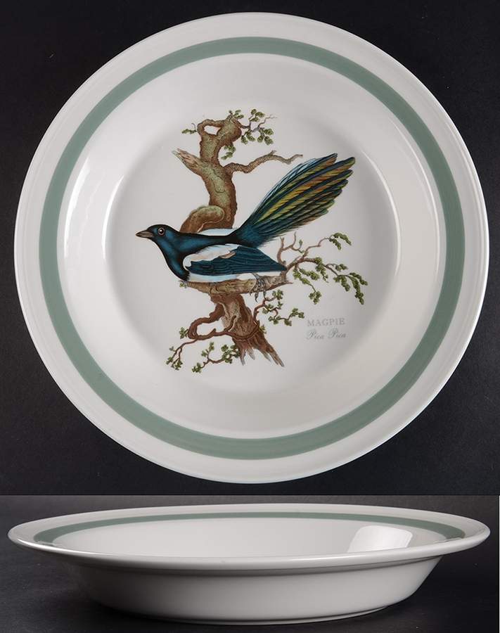 Birds of Britain 10" Pie Baking Plate with Green Band by Portmeirion-1