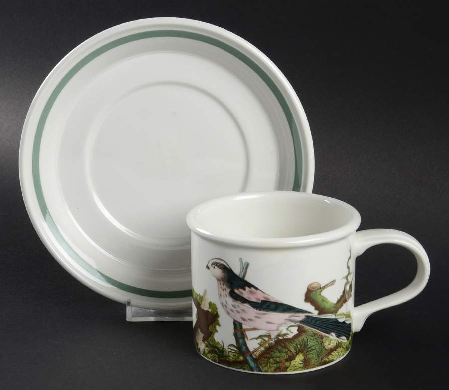 Birds of Britain Drum Breakfast Cup & Saucer Set with Green Band by Portmeirion-1