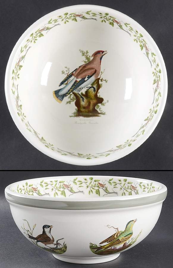Birds of Britain 9" Salad Serving Bowl with Green Band by Portmeirion-1