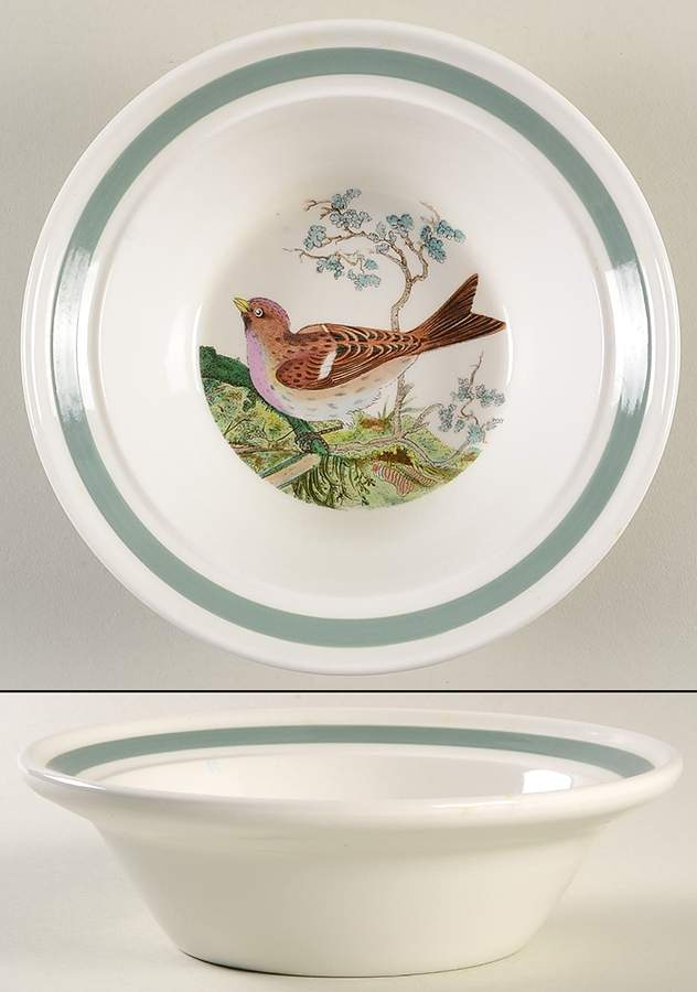 Birds of Britain Rim Cereal Bowl with Green Band by Portmeirion-1
