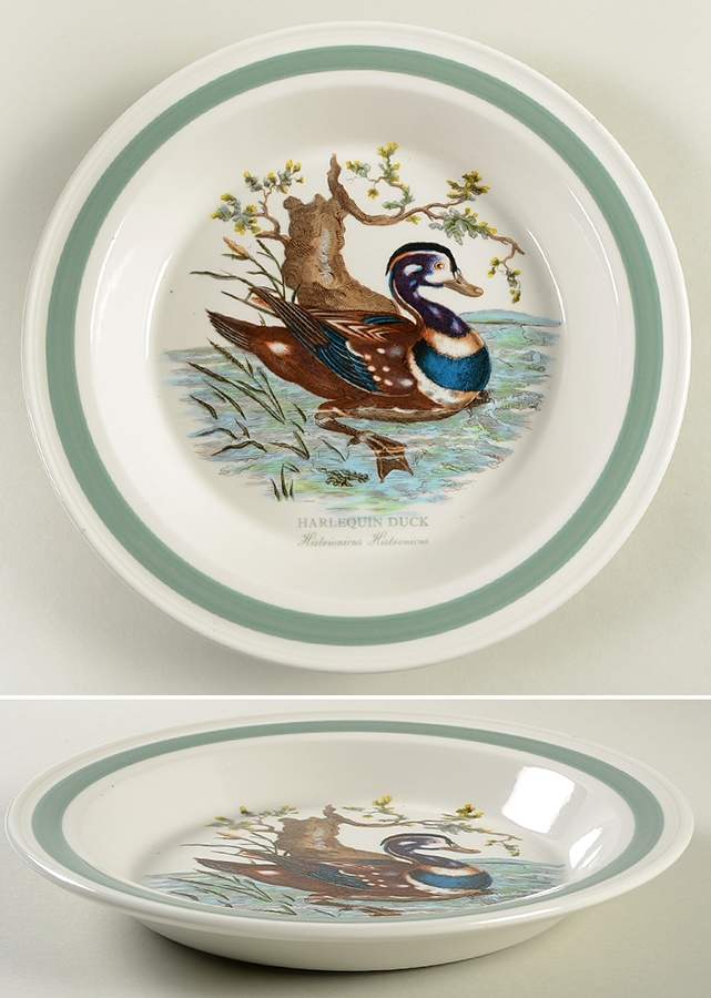 Birds of Britain 10" Pie Baking Plate with Green Band by Portmeirion-1