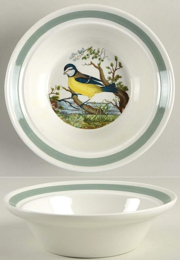 Birds of Britain Rim Cereal Bowl with Green Band by Portmeirion-1