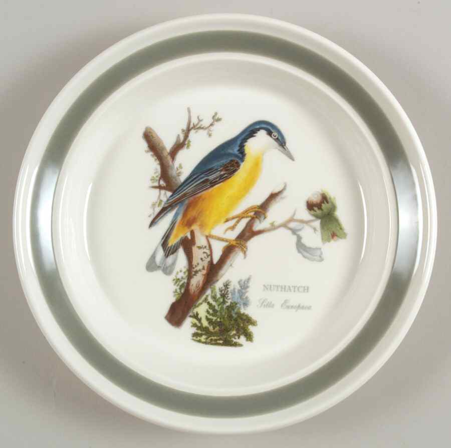 Birds of Britain Bread & Butter Plate with Green Band by Portmeirion-1