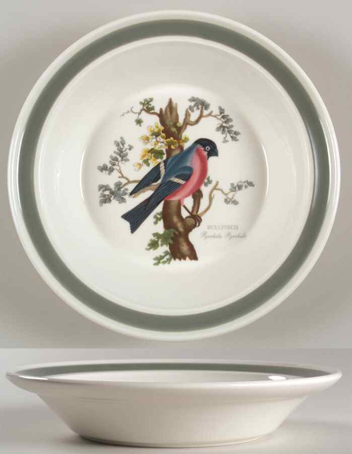 Birds of Britain Rim Soup Bowl with Green Band by Portmeirion-1