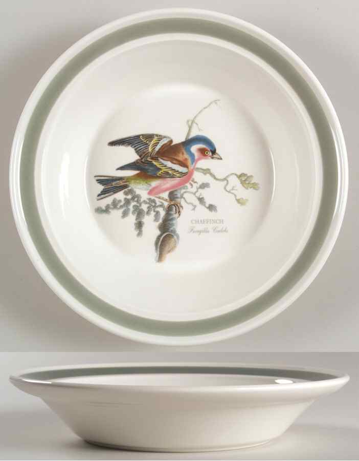 Birds of Britain Rim Soup Bowl with Green Band by Portmeirion-1